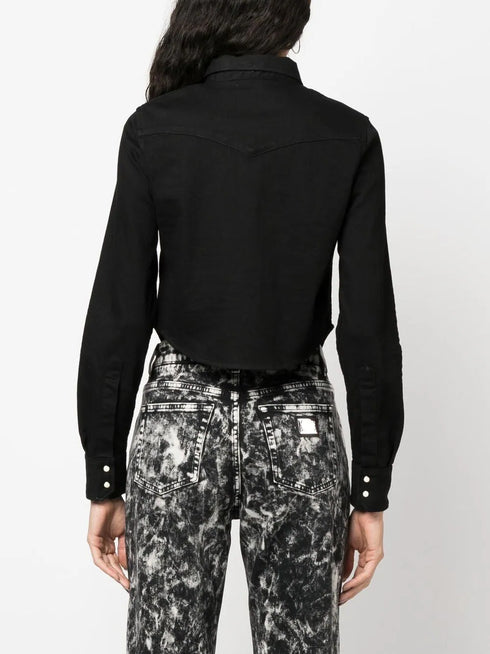 cropped denim shirt